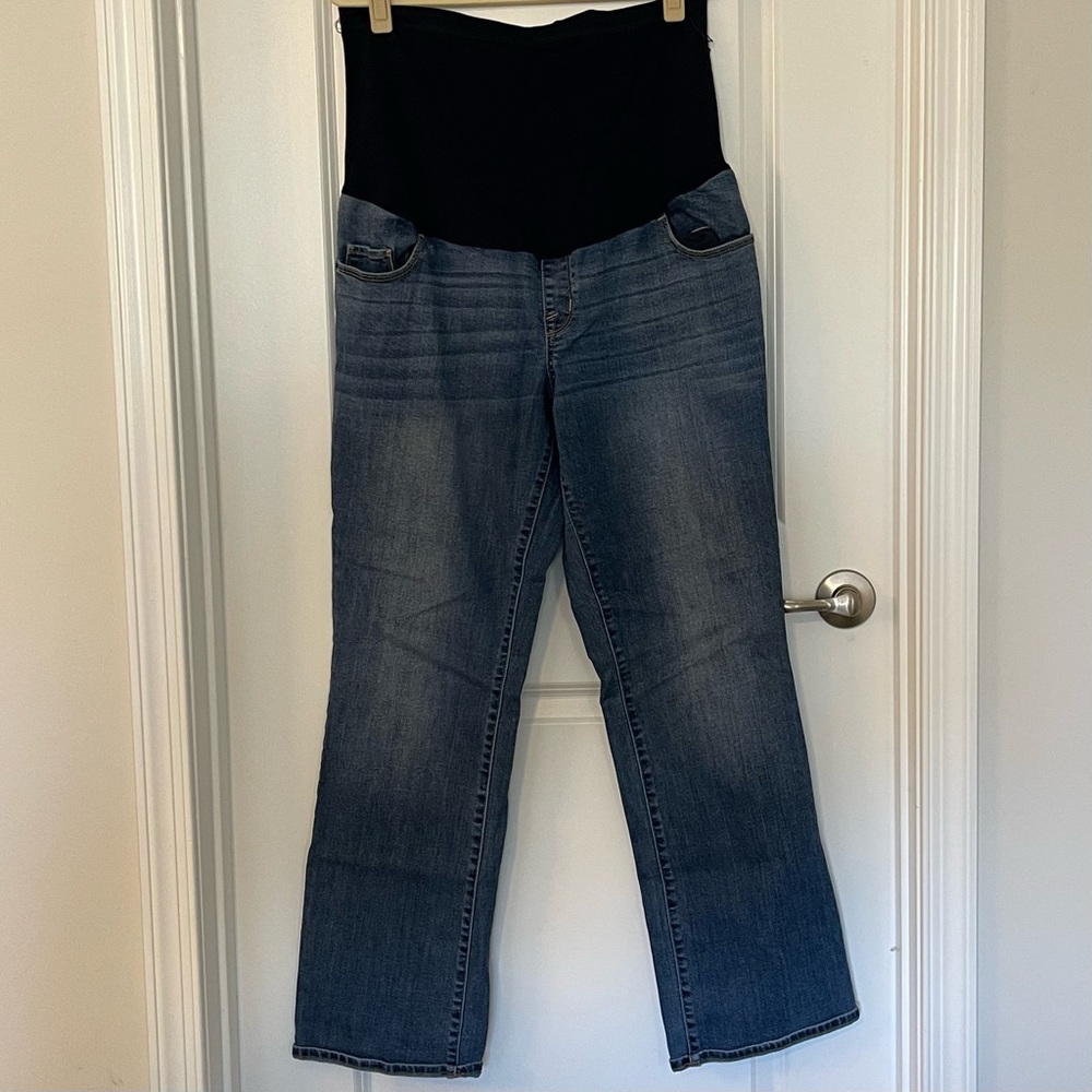 Women's Blue Maternity Jeans with Belly Panel, size 14